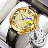 Men's Alloy Hollow Fake Mechanical Business Style Round Dial Luminous Calendar Waterproof Watch With Onion Crown Transparent Bottom And Mineral Reinforced Glass Mirror