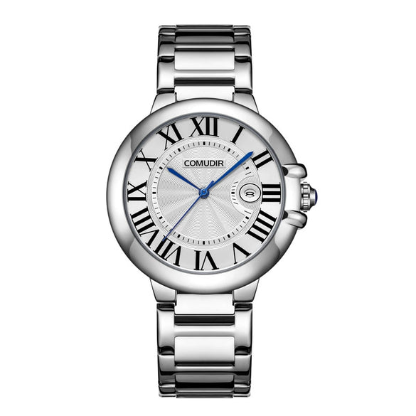 Men's Alloy Hollow Fake Mechanical Business Style Round Dial Luminous Calendar Waterproof Watch With Onion Crown Transparent Bottom And Mineral Reinforced Glass Mirror