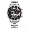 Men's Alloy Iron Stainless Steel Sports Leisure Round Dial Quartz Watch With Luminous Pointer And Calendar