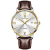 Men's Alloy Leather Business Round Dial Waterproof Quartz Watch
