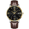 Men's Alloy Leather Business Round Dial Waterproof Quartz Watch