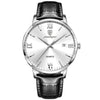 Men's Alloy Leather Business Round Dial Waterproof Quartz Watch