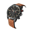 Men's Alloy Leather Quartz Sports Casual Watch With Round Dial Titanium Metal Clasp And Quartz Glass Mirror