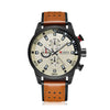 Men's Alloy Leather Quartz Sports Casual Watch With Round Dial Titanium Metal Clasp And Quartz Glass Mirror