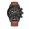 Men's Alloy Leather Quartz Sports Casual Watch With Round Dial Titanium Metal Clasp And Quartz Glass Mirror