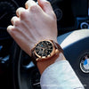 Men's Alloy Leather Quartz Watch With Sapphire Crystal Glass Mirror Round Dial Waterproof Luminous