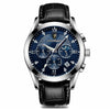 Men's Alloy Leather Quartz Watch With Sapphire Crystal Glass Mirror Round Dial Waterproof Luminous