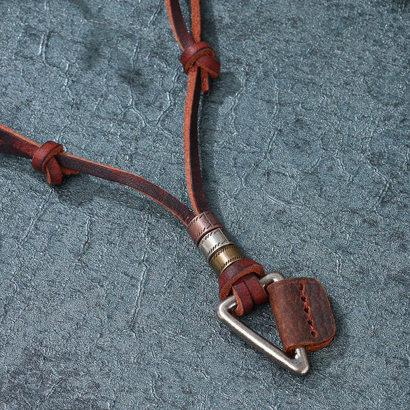 Men's Alloy Leather Retro Simple Geometric Triangle Necklace Jewelry