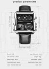 Men's Alloy Leather Square Dial Electronic Quartz Business Style Watch
