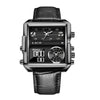 Men's Alloy Leather Square Dial Electronic Quartz Business Style Watch