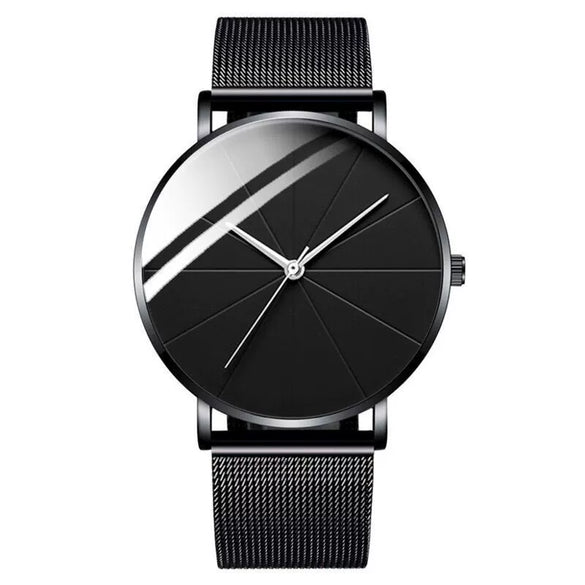 Men's Alloy Mesh Band Casual Round Dial Quartz Watch