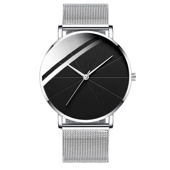Men's Alloy Mesh Band Casual Round Dial Quartz Watch