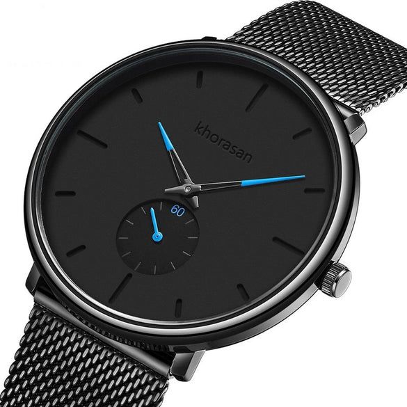 Men's Alloy Mesh Strap Stainless Steel Case Quartz Watch With Round Dial