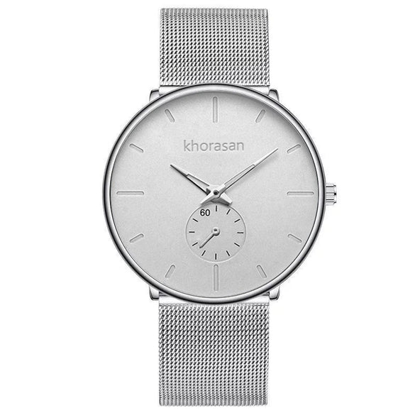 Men's Alloy Mesh Strap Stainless Steel Case Quartz Watch With Round Dial