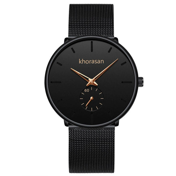 Men's Alloy Mesh Strap Stainless Steel Case Quartz Watch With Round Dial