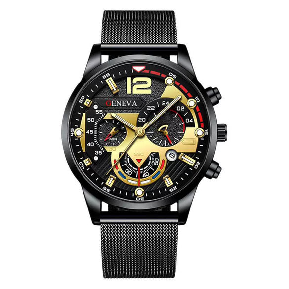 Men's Alloy Milan Belt Quartz Sports Luminous Round Dial Watch