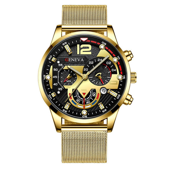 Men's Alloy Milan Belt Quartz Sports Luminous Round Dial Watch