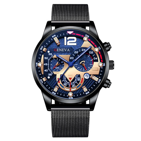Men's Alloy Milan Belt Quartz Sports Luminous Round Dial Watch