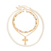 Men's Alloy Pearl Chain Overlapping Cross Geometric Handmade Necklace