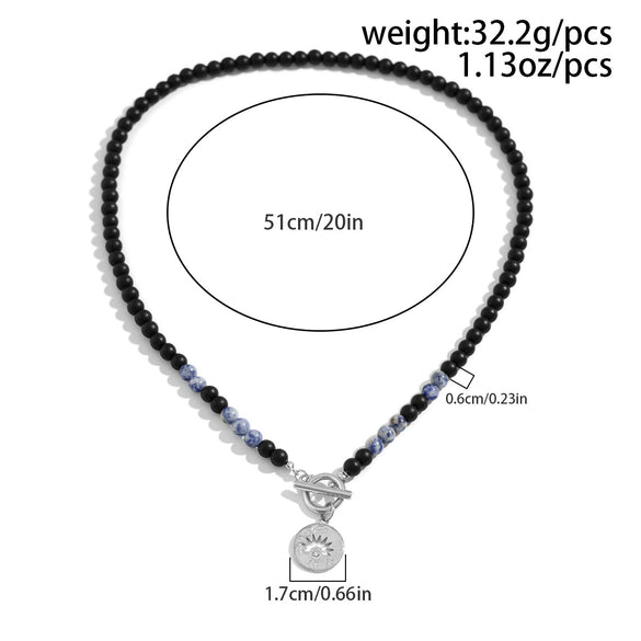 Men's Alloy Pendant Beaded Regular Chain Handmade Geometric Hiphop Niche Necklace Jewelry