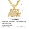 Men's Alloy Pendant Necklace With Diamond Letter Pattern Creative Stitching Water Drop Shape Hiphop Style Cuban Chain