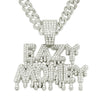 Men's Alloy Pendant Necklace With Diamond Letter Pattern Creative Stitching Water Drop Shape Hiphop Style Cuban Chain