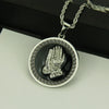 Men's Alloy Pendant Necklace With Praying Hands Pattern And Diamond Design