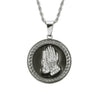 Men's Alloy Pendant Necklace With Praying Hands Pattern And Diamond Design