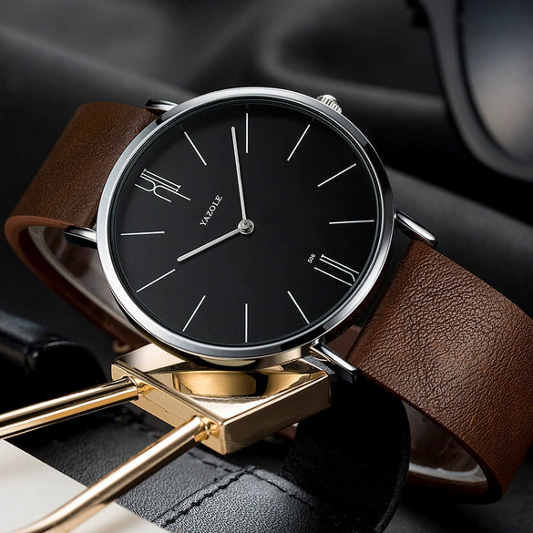 Men's Alloy Pu Strap Round Dial Leisure Sports Quartz Watch