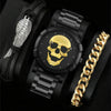Men's Alloy Pu Strap Round Dial Skull Head Business Style Wrist Watch