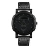Men's Alloy Pu Strap Round Dial Skull Head Business Style Wrist Watch