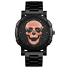 Men's Alloy Pu Strap Round Dial Skull Head Business Style Wrist Watch