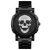 Men's Alloy Pu Strap Round Dial Skull Head Business Style Wrist Watch