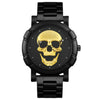 Men's Alloy Pu Strap Round Dial Skull Head Business Style Wrist Watch