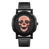 Men's Alloy Pu Strap Round Dial Skull Head Business Style Wrist Watch