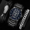 Men's Alloy Pu Strap Round Dial Skull Head Business Style Wrist Watch