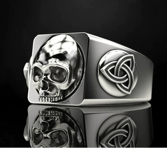 Men's Alloy Punk Style Geometric Skull Ring Electroplated