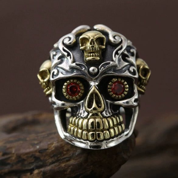 Men's Alloy Punk Style Geometric Skull Ring Electroplated