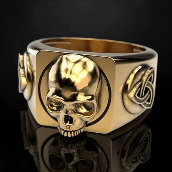 Men's Alloy Punk Style Geometric Skull Ring Electroplated