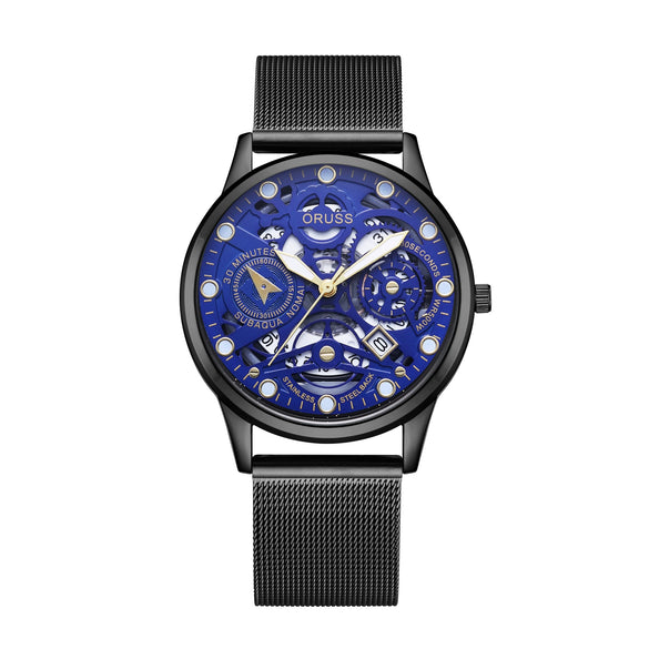 Men's Alloy Quartz Watch With Mineral Reinforced Glass Mirror Round Dial Business Style Waterproof Luminous Hollow Casual