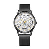 Men's Alloy Quartz Watch With Mineral Reinforced Glass Mirror Round Dial Business Style Waterproof Luminous Hollow Casual
