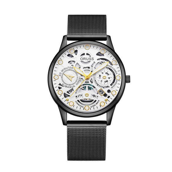 Men's Alloy Quartz Watch With Mineral Reinforced Glass Mirror Round Dial Business Style Waterproof Luminous Hollow Casual