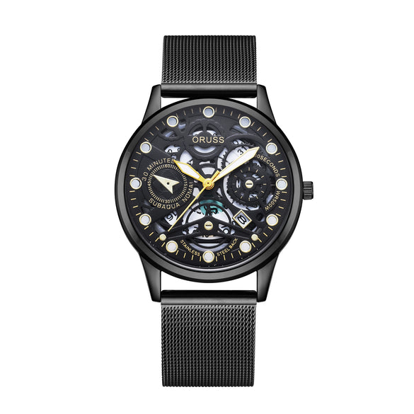 Men's Alloy Quartz Watch With Mineral Reinforced Glass Mirror Round Dial Business Style Waterproof Luminous Hollow Casual