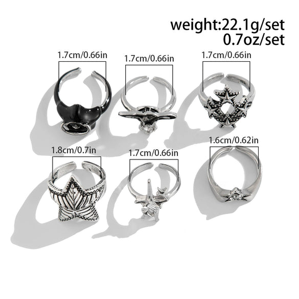 Men's Alloy Retro Geometric Fivepointed Star Hiphop Style Ring With Electroplating