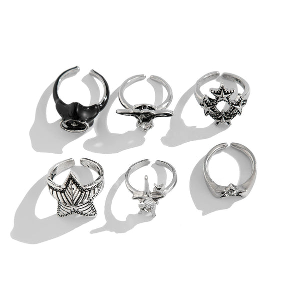 Men's Alloy Retro Geometric Fivepointed Star Hiphop Style Ring With Electroplating