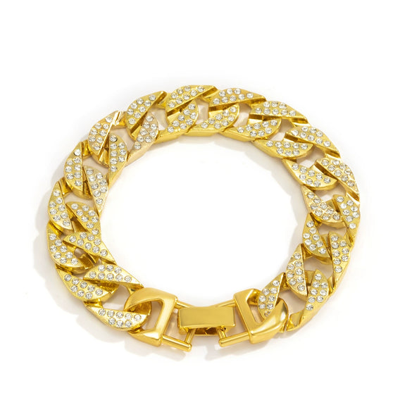 Men's Alloy Rhinestone Geometric Bracelet Trendy Hip Hop Style
