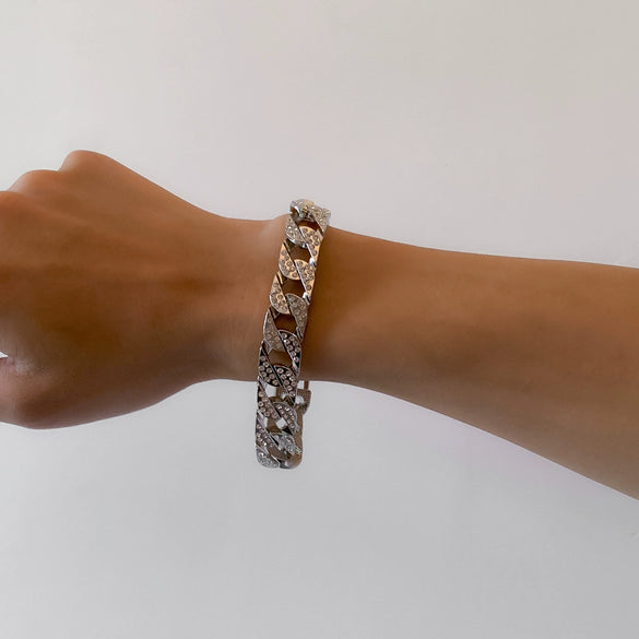 Men's Alloy Rhinestone Geometric Bracelet Trendy Hip Hop Style