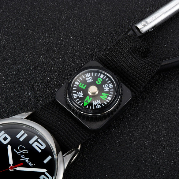 Men's Alloy Rose Gold Buckle Casual Round Dial Quartz Pocket Hanging Watch