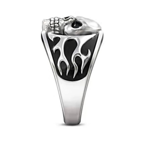 Men's Alloy Skull Ring With Geometric Design Electroplated Hip Hop Style Statement Jewelry