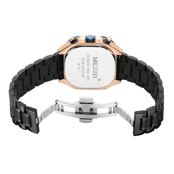 Men's Alloy Square Watch With Mineral Strengthened Glass Mirror Stainless Steel Strap And Clasp Trendy Fashion Chronograph Luminous Calendar